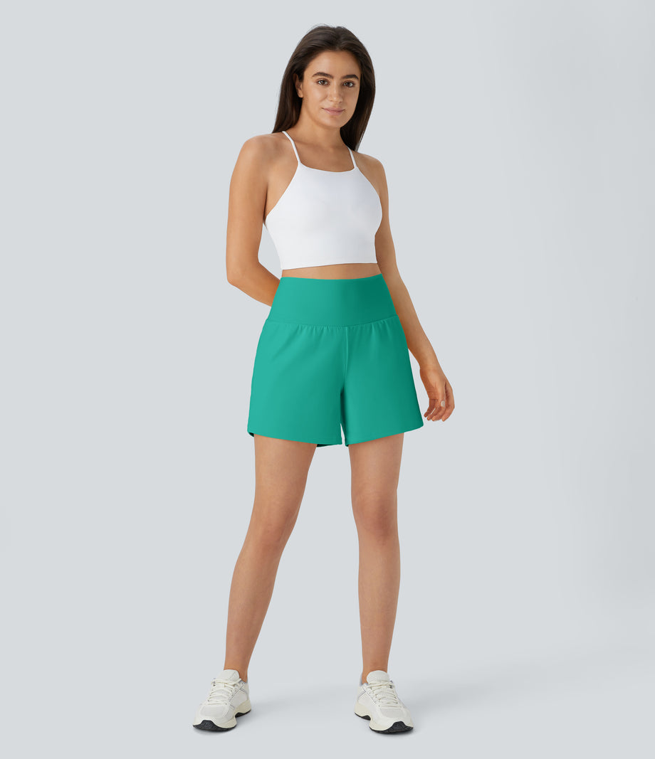 SoftlyZero™ Airy Super High Waisted 2-in-1  Cool Touch Yoga Shorts 5'' with Pockets-Longer Length - Waterfall