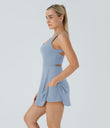 Backless Twisted Active Dress - Light Grey Blue