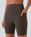 Halara UltraSculpt™ High Waisted Scrunch Butt Lifting Tummy Control Side Pocket Shaping Workout Biker Shorts 7'' - Hot Fudge