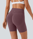 Halara UltraSculpt™ High Waisted Scrunch Butt Lifting Tummy Control Side Pocket Shaping Workout Biker Shorts 7'' - Evening Red