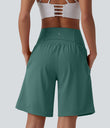 SoftlyZero™ Airy Super High Waisted 2-in-1 Cool Touch Yoga Shorts 9" with Pockets - Blue Spruce