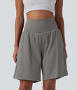 SoftlyZero™ Airy Super High Waisted 2-in-1 Cool Touch Yoga Shorts 9" with Pockets - Steeple Gray