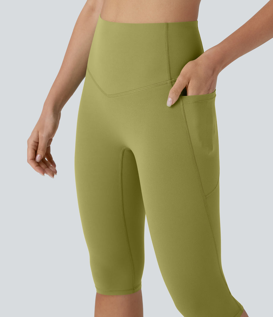 Halara UltraSculpt™ High Waisted Tummy Control Pedal Pusher Yoga Leggings with Pockets - Moss