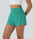 SoftlyZero™ Airy Super High Waisted 2-in-1 Cool Touch Yoga Shorts with Pockets - Waterfall