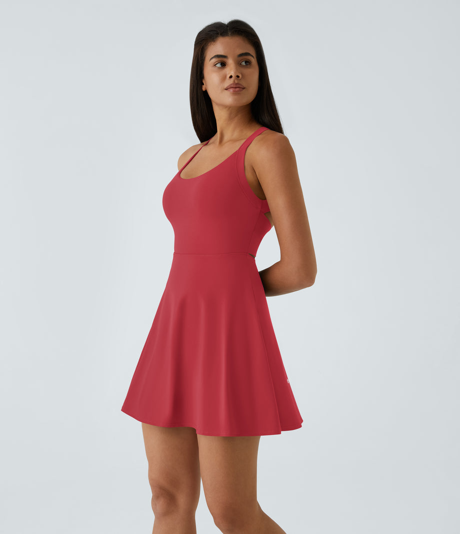 SoftlyZero™ Airy Backless Twisted Flare Low Support Dance Active Dress-Longer Length-Easy Peezy Edition A-D Cups - Salsa