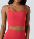 Halara UltraSculpt™ Double Straps Twisted Backless Cropped Yoga Tank Top - Bittersweet