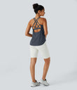 Halara UltraSculpt™ Round Neck Curved Hem Workout Tank Top - Silent Blue