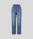 Halara Flex™ High Waisted Pockets Straight Leg Washed Casual Jeans - Blue Spruce Denim