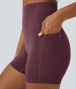Halara UltraSculpt™ High Waisted Tummy Control Side Pocket Shaping Training Biker Shorts 5'' - Evening Red