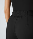 Halara Flex™ High Waisted Zipper Pocket Shirred Straight Leg Work Pants - Black