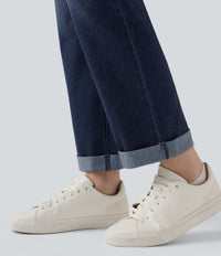 Halara Flex™ High Waisted Rolled Hem Casual Slim Jeans with Pockets - Pageant Blue Denim