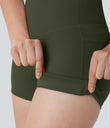 Halara UltraSculpt™ High Waisted Tummy Control Pocket Shaping Training Biker Shorts 3'' - Deep Woodland Green
