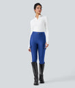 High Waisted Sheen 7/8 Leggings with Pockets - Beaucoup Blue
