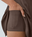 SoftlyZero™ Airy Backless Twisted Flare Low Support Dance Active Dress-Longer Length-Easy Peezy Edition A-D Cups - Chocolate Martini