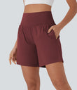 SoftlyZero™ Airy Super High Waisted 2-in-1 Cool Touch Yoga Shorts 7" with Pockets - Madder Brown