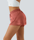 Mid Rise Drawstring Contrast Mesh 2-in-1 Flowy Running Shorts 3'' - Persimmon Red
