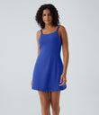 SoftlyZero™ Plush Double Straps 2-Piece Pocket Slip Dance Active Dress A-D Cups - Lotus Blue