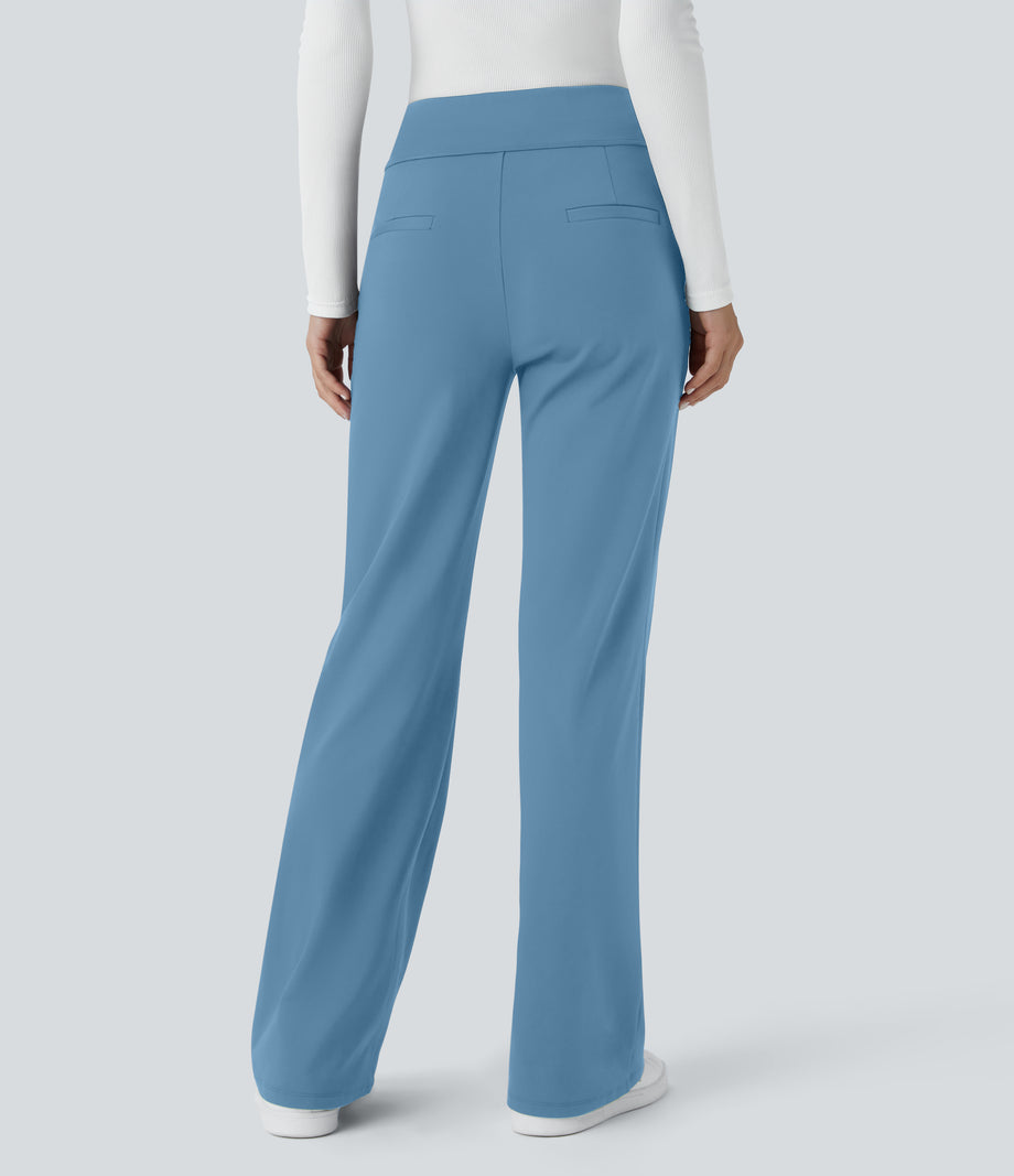 Halara Flex™ DayStretch Mid Rise Side Zipper Pocket Work Flare Pants - Light Azure