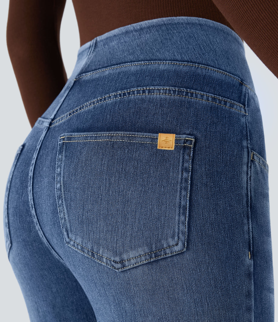 Halara Flex™ High Waisted Pockets Washed Casual Bootcut Jeans - Royal Blue Denim