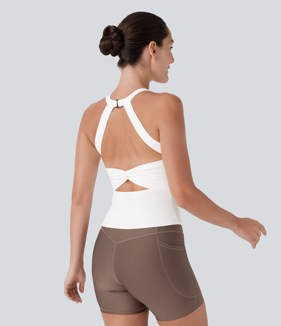SoftlyZero™ Plush Cut Out Yoga Tank Top A-D Cups - White