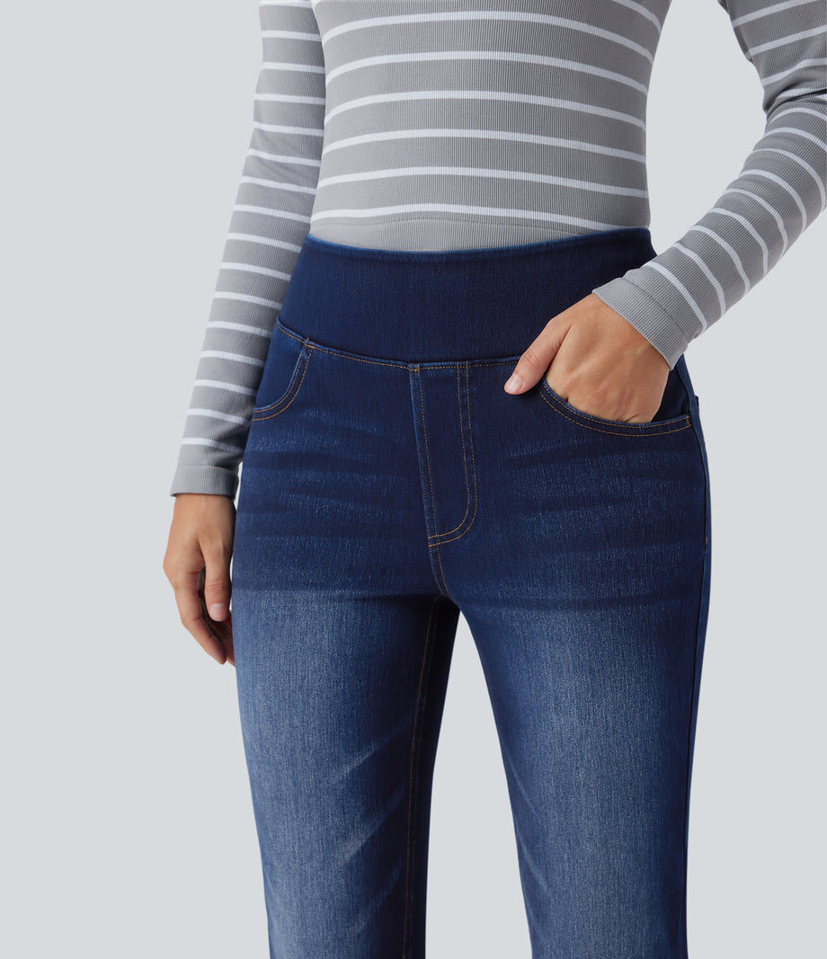 Halara Flex™ High Waisted Pockets Washed Casual Bootcut Jeans - Inkling  Blue Denim