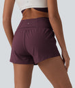SoftlyZero™ Airy Crossover High Waisted 2-in-1 Cool Touch Yoga Shorts 3'' with Pockets - Fig