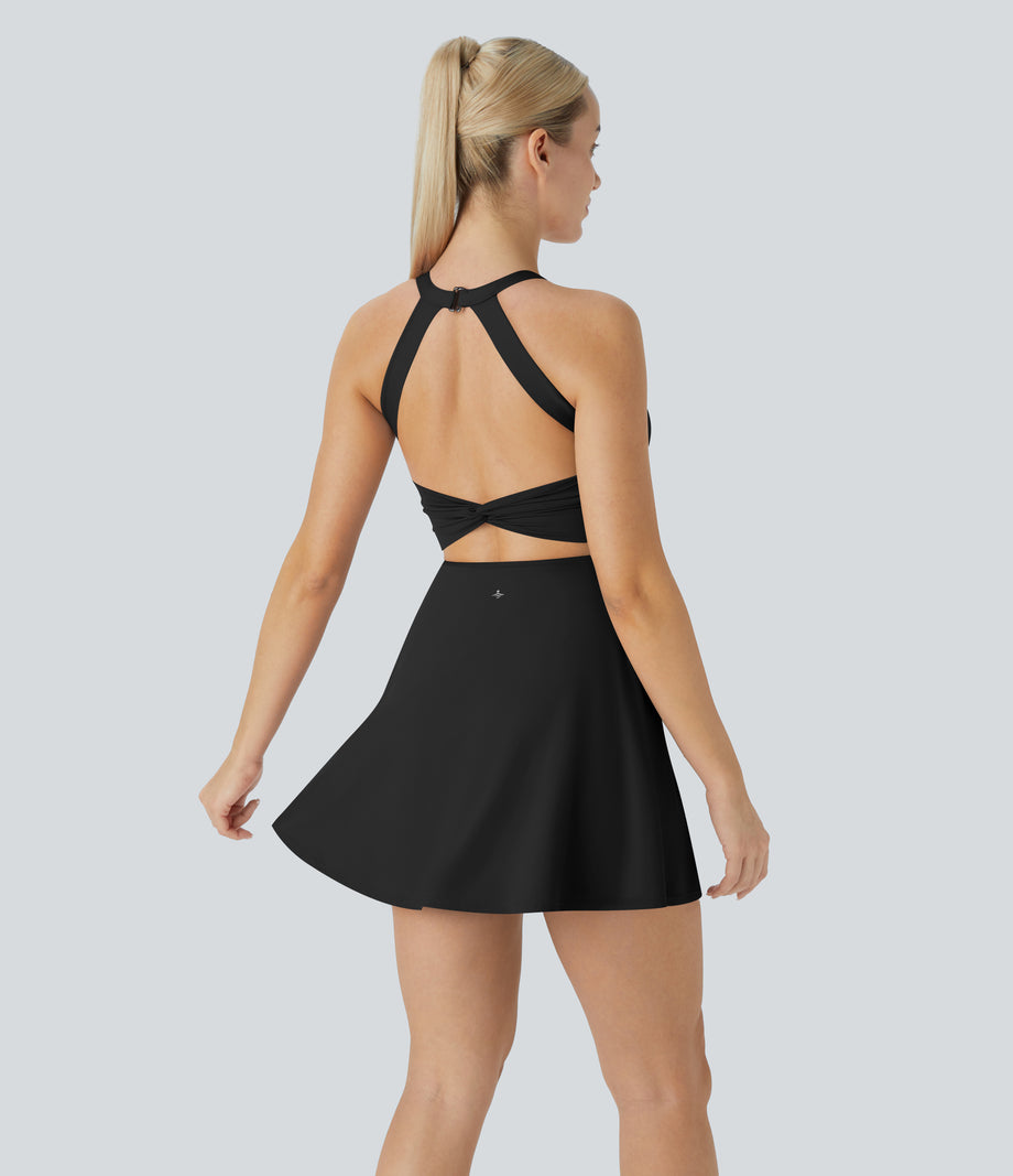 SoftlyZero™ Airy Backless Twisted Cool Touch Dance Active Dress-Easy Peezy Edition - Black