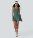 SoftlyZero™ Airy U Neck 2-in-1 Pocket Mini Cool Touch Dance Active Dress-Easy Peezy - Blue Spruce