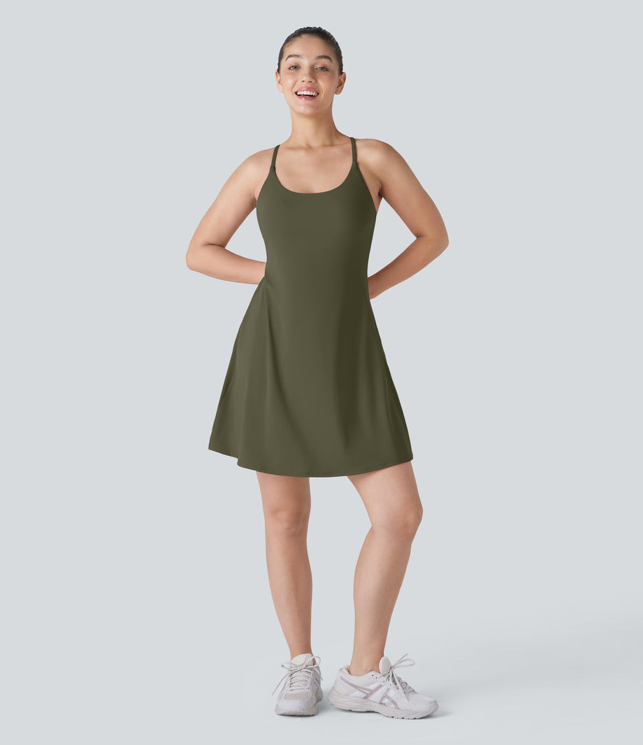 SoftlyZero™ Plush Backless Active Dress-Longer Length-Easy Peezy Edition - Grass Grey Green