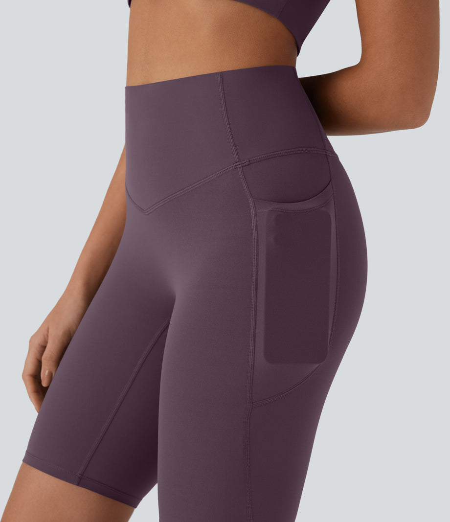 Halara UltraSculpt™ High Waisted Tummy Control Pocket Shaping Training Biker Shorts 9'' - Night's Purple