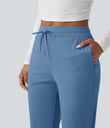 Mid Rise Drawstring Curved Hem Quick Dry Golf Tapered Pants with Pockets-UPF40+ - Cyaneus