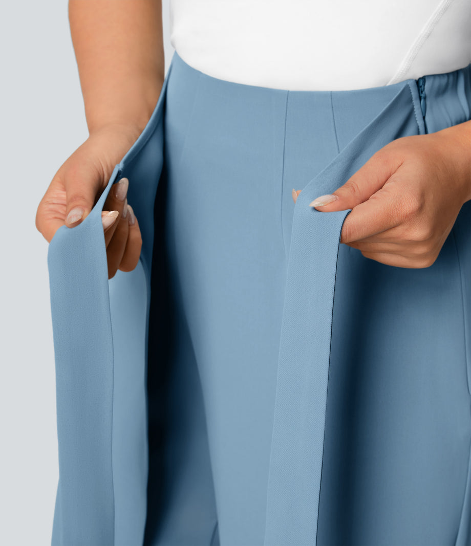 Halara Flex™ High Waisted Tie Side Wide Leg Work Pants - Whale Blue