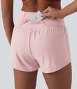 SoftlyZero™ Airy Crossover High Waisted 2-in-1 Cool Touch Yoga Shorts 3'' with Pockets - Primrose Pink