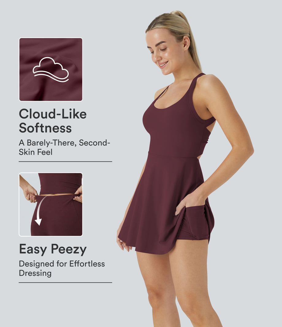 SoftlyZero™ Airy Backless Twisted Cool Touch Dance Active Dress-Easy Peezy Edition - Fig