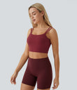 Double Straps Cropped Yoga Tank Top - Deep Wine