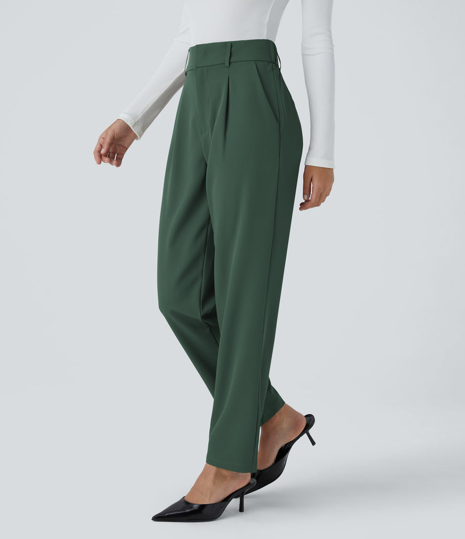 Halara Flex™ High Waisted Pocket Solid Work Tapered Pants - Dark Green