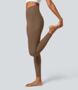 SoftlyZero™ Crossover Pocket Plain Leggings-UPF50+ - Muted Brown