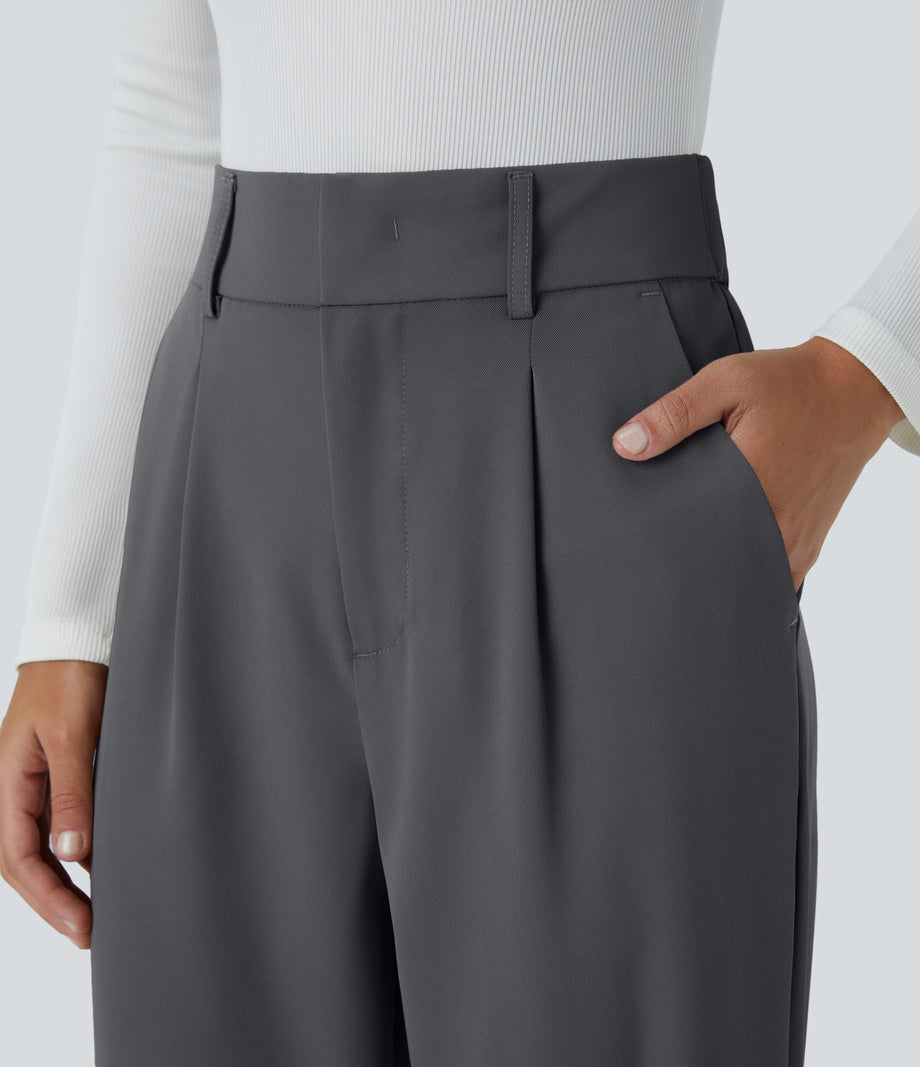 Halara Flex™ High Waisted Pocket Solid Work Tapered Pants - Lead Grey