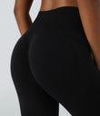 OneForm Seamless Flow High Waisted Ruched 7/8 Yoga Leggings - Black