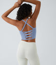 Crisscross Backless Built-in Bra Cropped Running Tank Top A-D Cups - Serenity