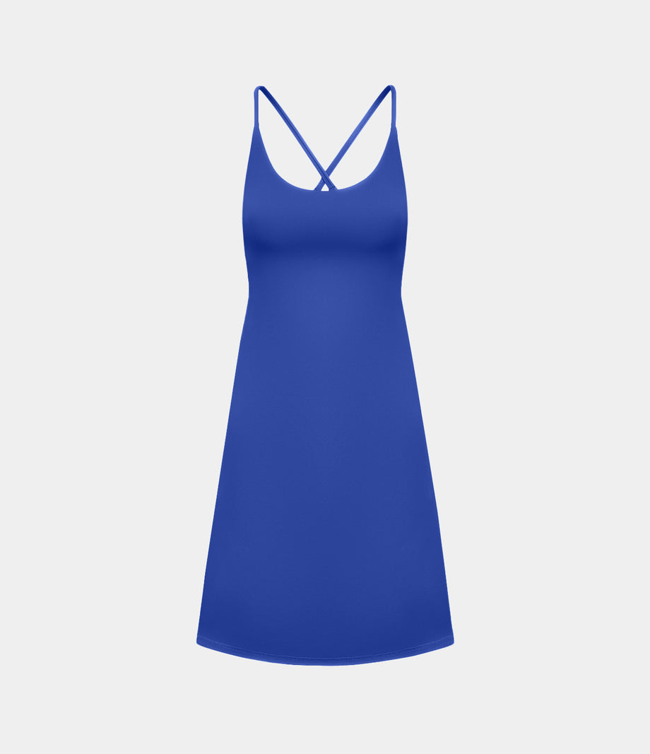 SoftlyZero™ Plush 2-in-1 Pocket Mini Active Dress DD-F Cups - Lotus Blue