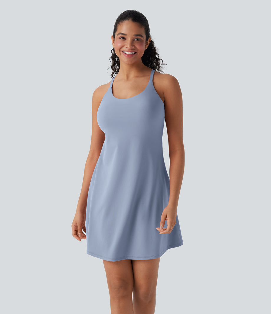 SoftlyZero™ Plush Active Dress-Longer Length-Easy Peezy Edition DD-F Cups - Skyway