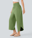 Breezeful™ High Waisted Tummy Control Split Hem Quick Dry Resort Pants with Pockets - Hot Wasabi - Green