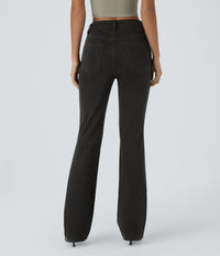 Halara Flex™ Mid Rise Pockets Casual Bootcut Jeans - Black Denim