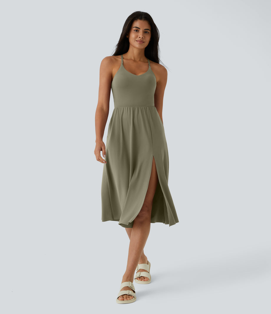 Everyday Midi Chill Dress-La Land - Withered Green