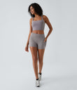 SoftlyZero™ Airy High Waisted Pocket Plain Cool Touch Yoga Shorts 3.5"-UPF50+ - Gull