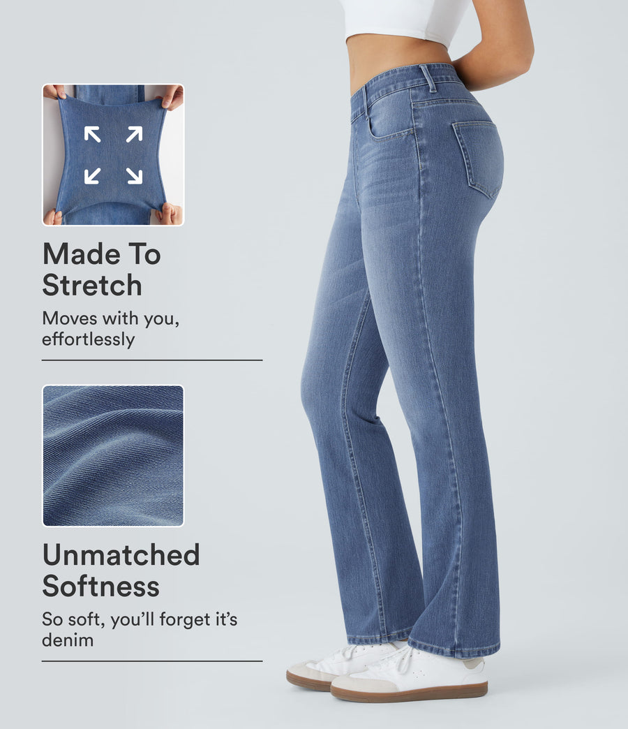 Celeste L'Amour Flex™ High Waisted Pockets Washed Casual Bootcut Jeans