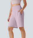 SoftlyZero™ Airy High Waisted Pockets Cool Touch Yoga Bermuda Shorts - Pink Purple