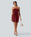 Halter Tie Back Mini Resort Dress with Pockets - Emboldened