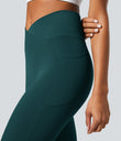 SoftlyZero™ Crossover Pocket Plain Leggings-UPF50+ - Viridian